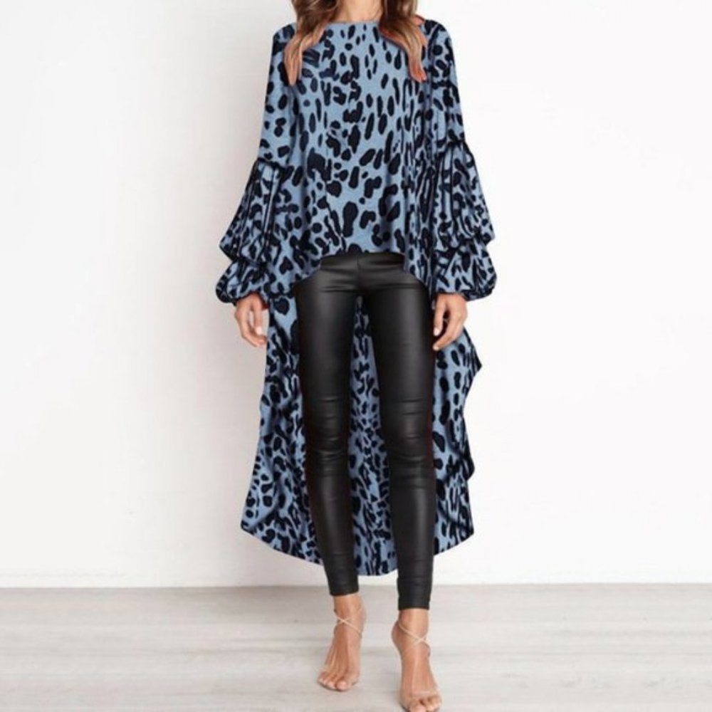 Blue Leopard Blouse